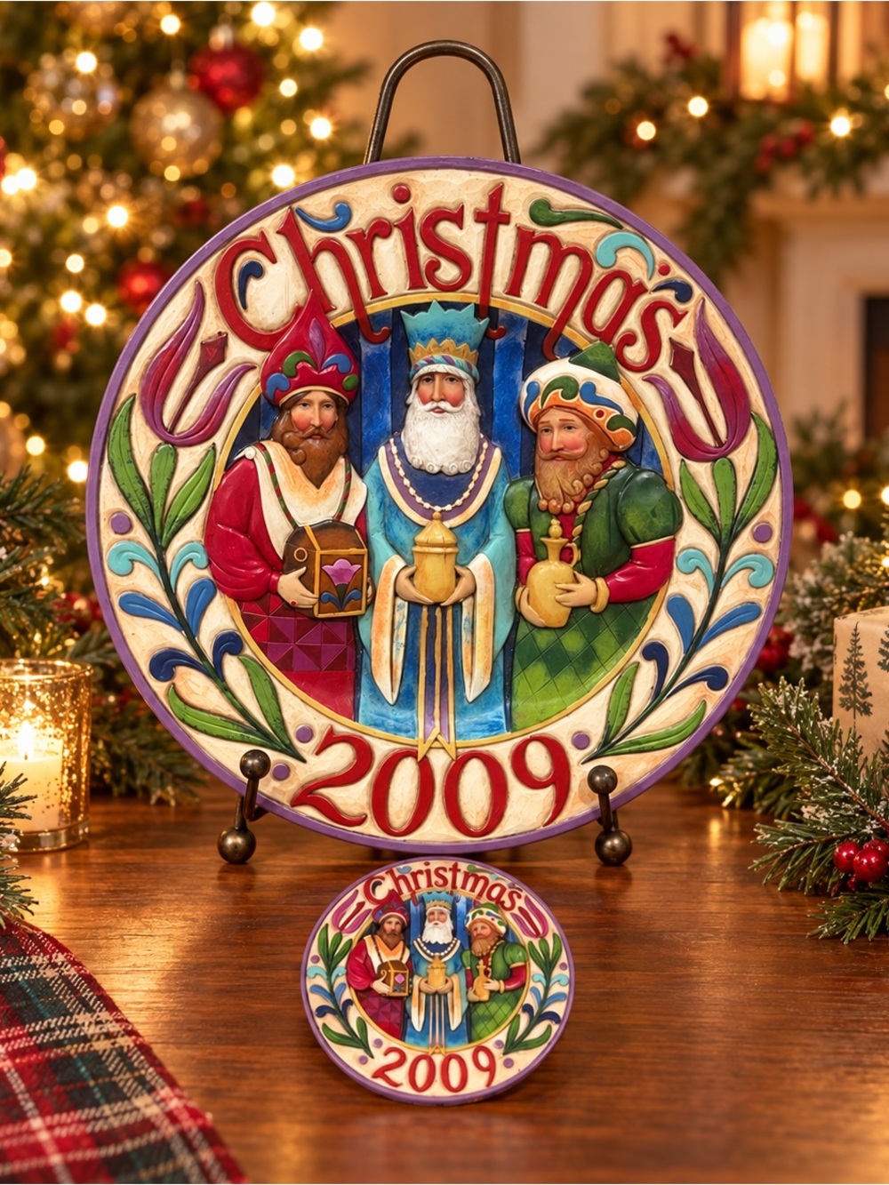 Jim Shore 2009 Three Wisemen Plaque & Ornament Set 4013889 / 4013890 Retired